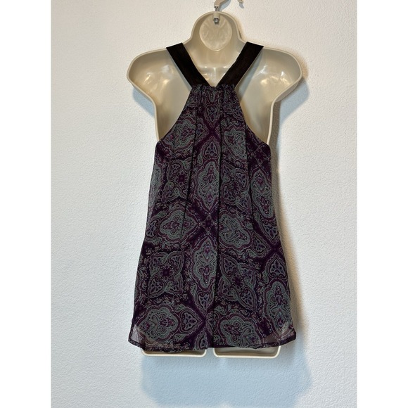 Small Silk Purple Paisley Velvet Straps Top Blouse Boho Fairy Whimsigoth Coquett - Picture 3 of 11